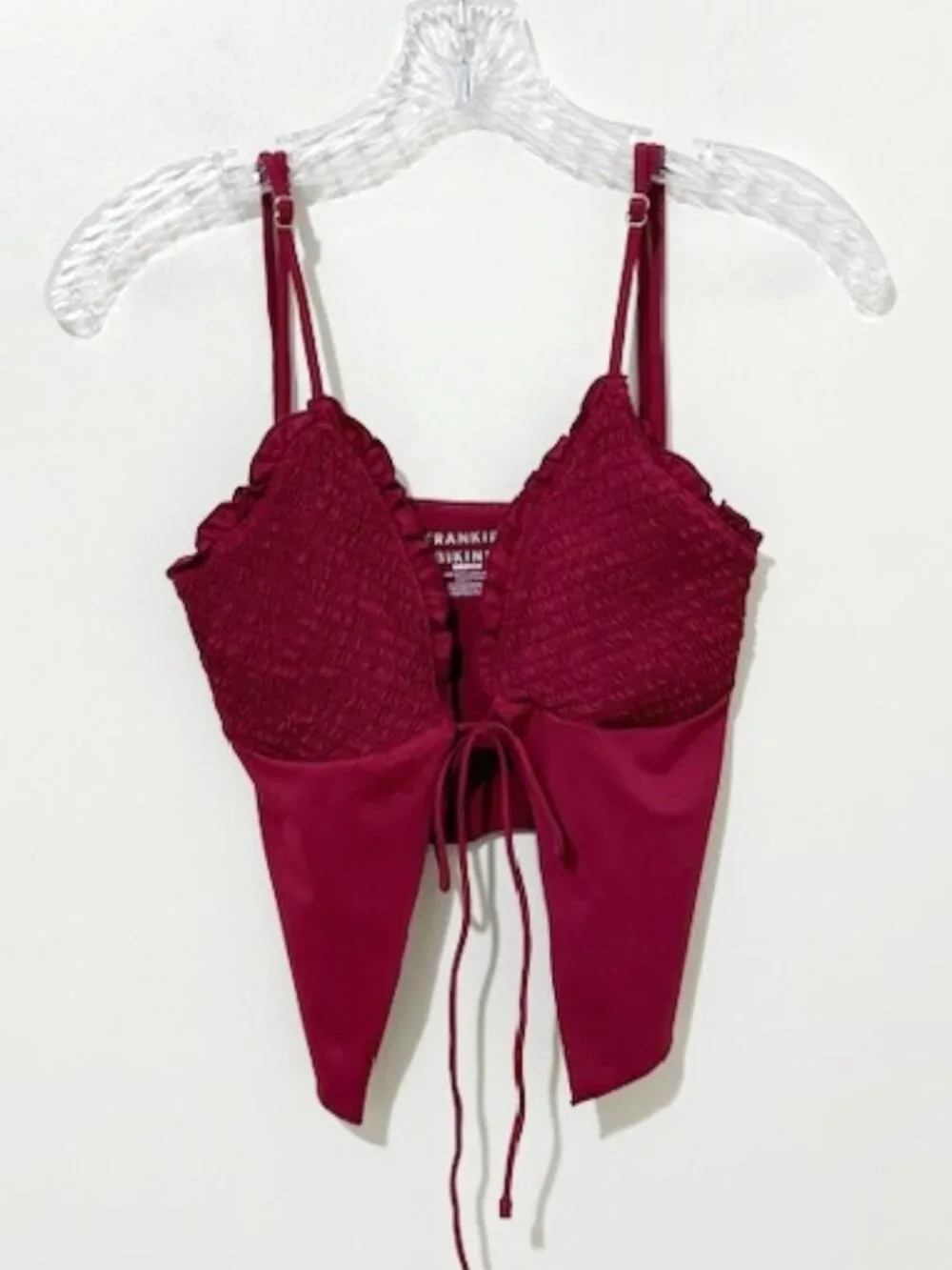 Frankies Bikinis Penelope Ruffle Tankini Bikini Top in Bordeaux Size M